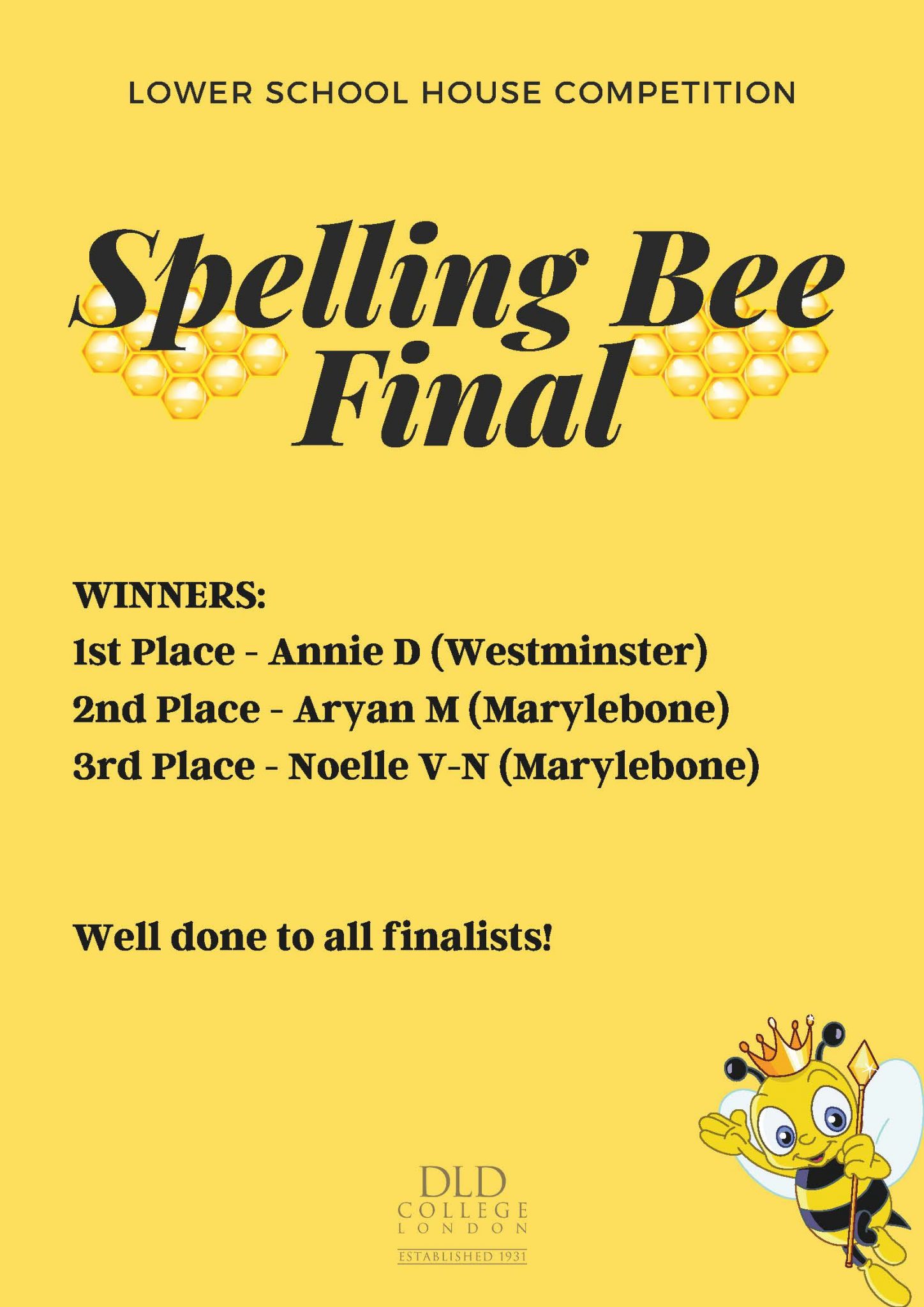 Spelling Bee House Competition DLD College London