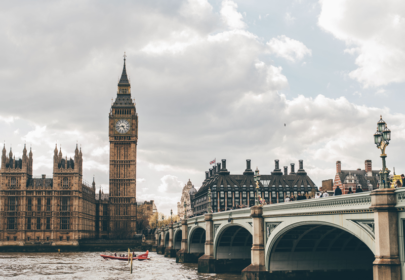 View across the River Thames to the Houses of Parliament